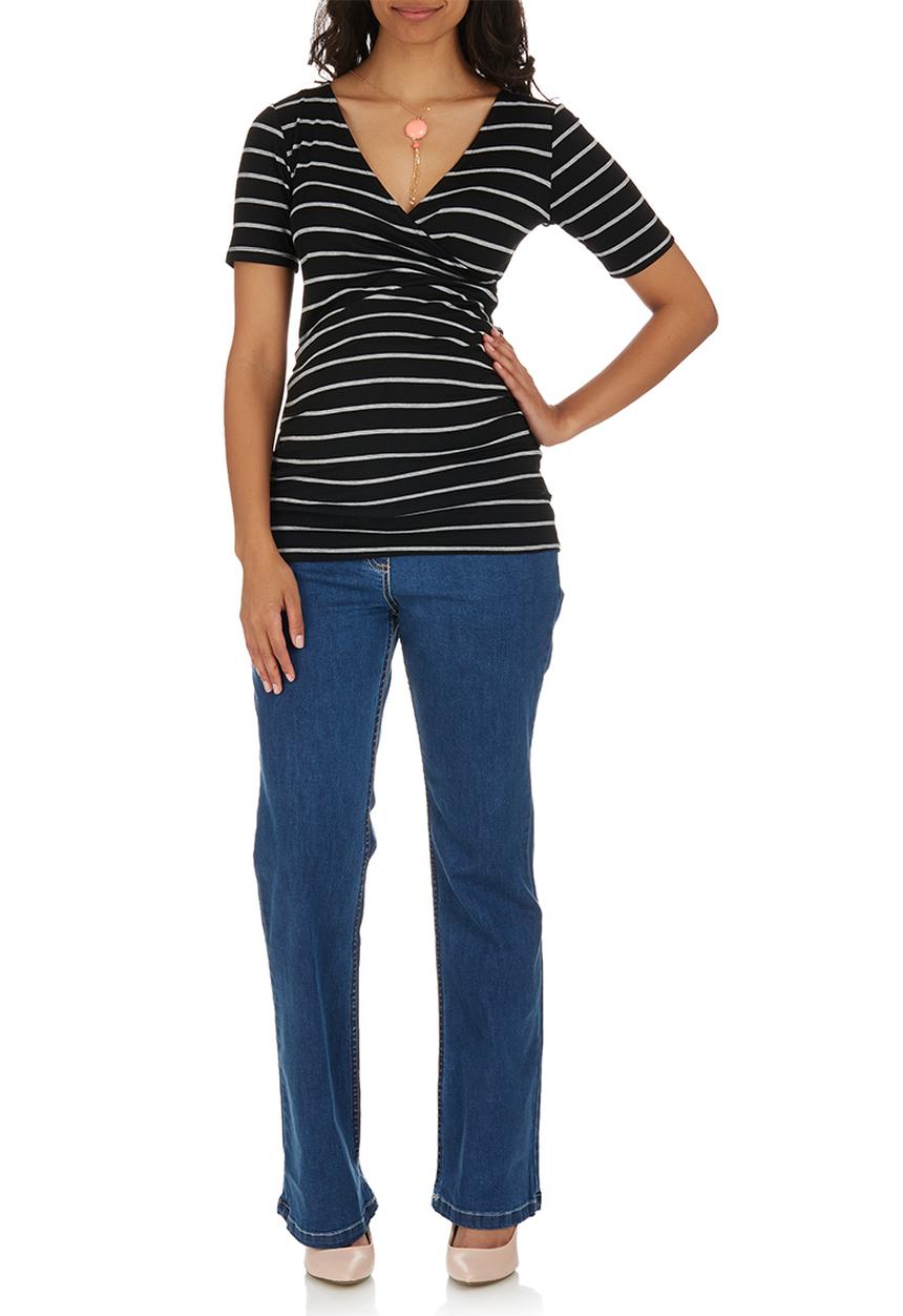 Cherry Melon - Short Sleeve Gauged Wrap Top Black