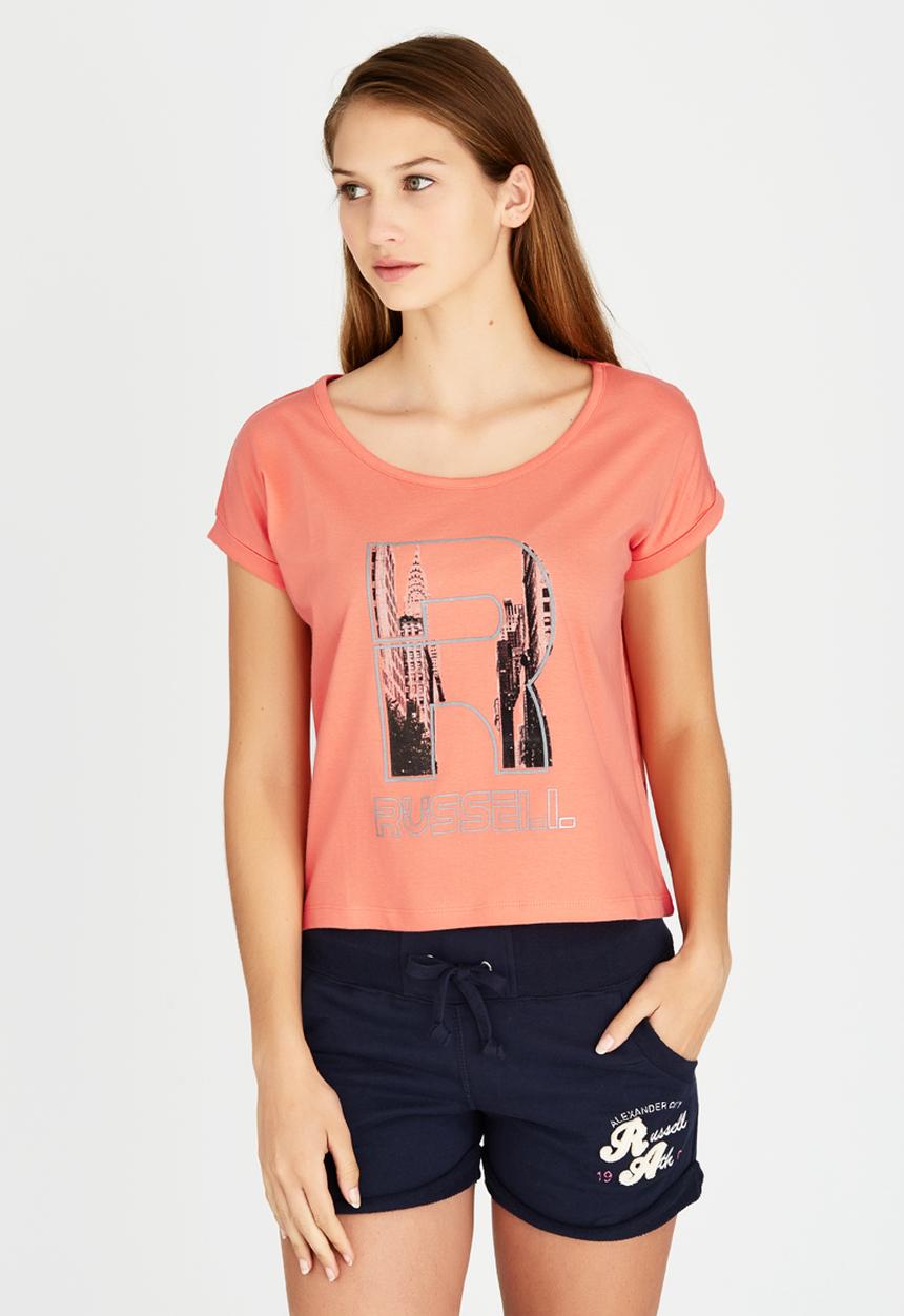 Russell Athletic - Wide Neck Photo Tee Coral