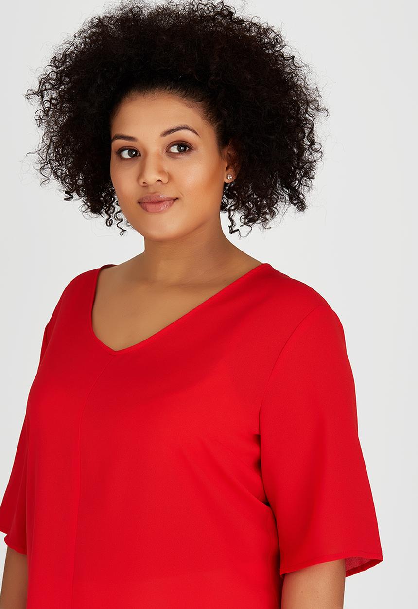 edit Plus - Basic V-Neck T-shirt Red