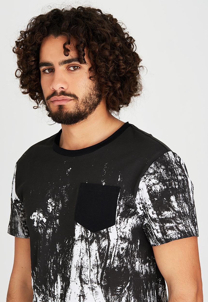 GUESS - Short Sleeve Stream Jersey All Over Print Black