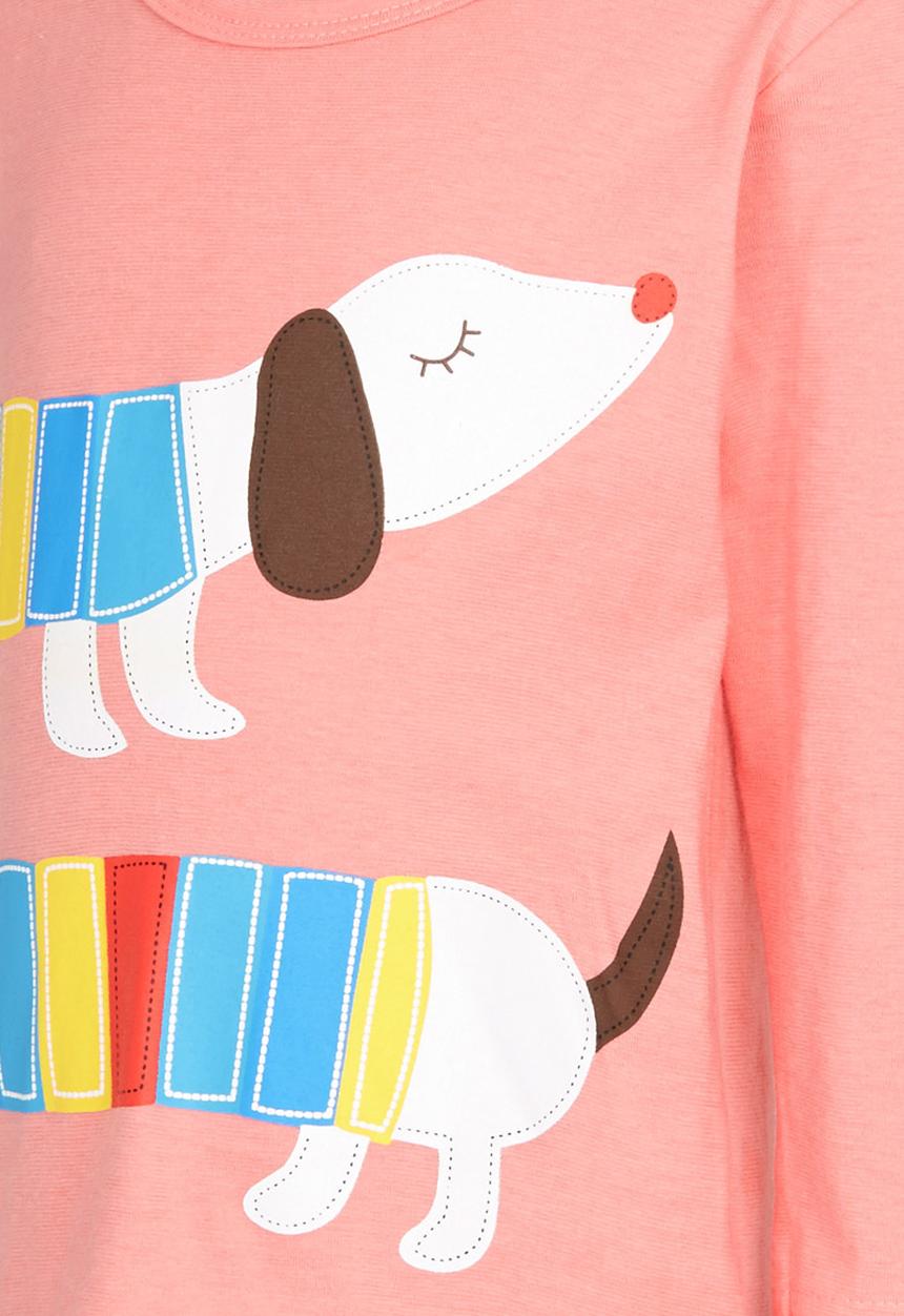 Pop Candy - Crew Neck Long Sleeve Doggie Tee Pale Pink