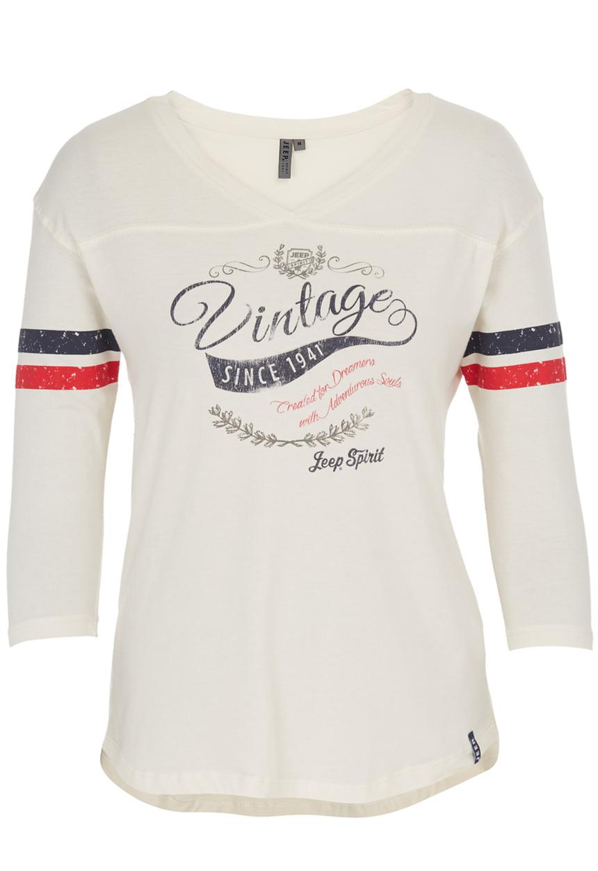 JEEP - 3/4 Sleeve Sporty Top Off White