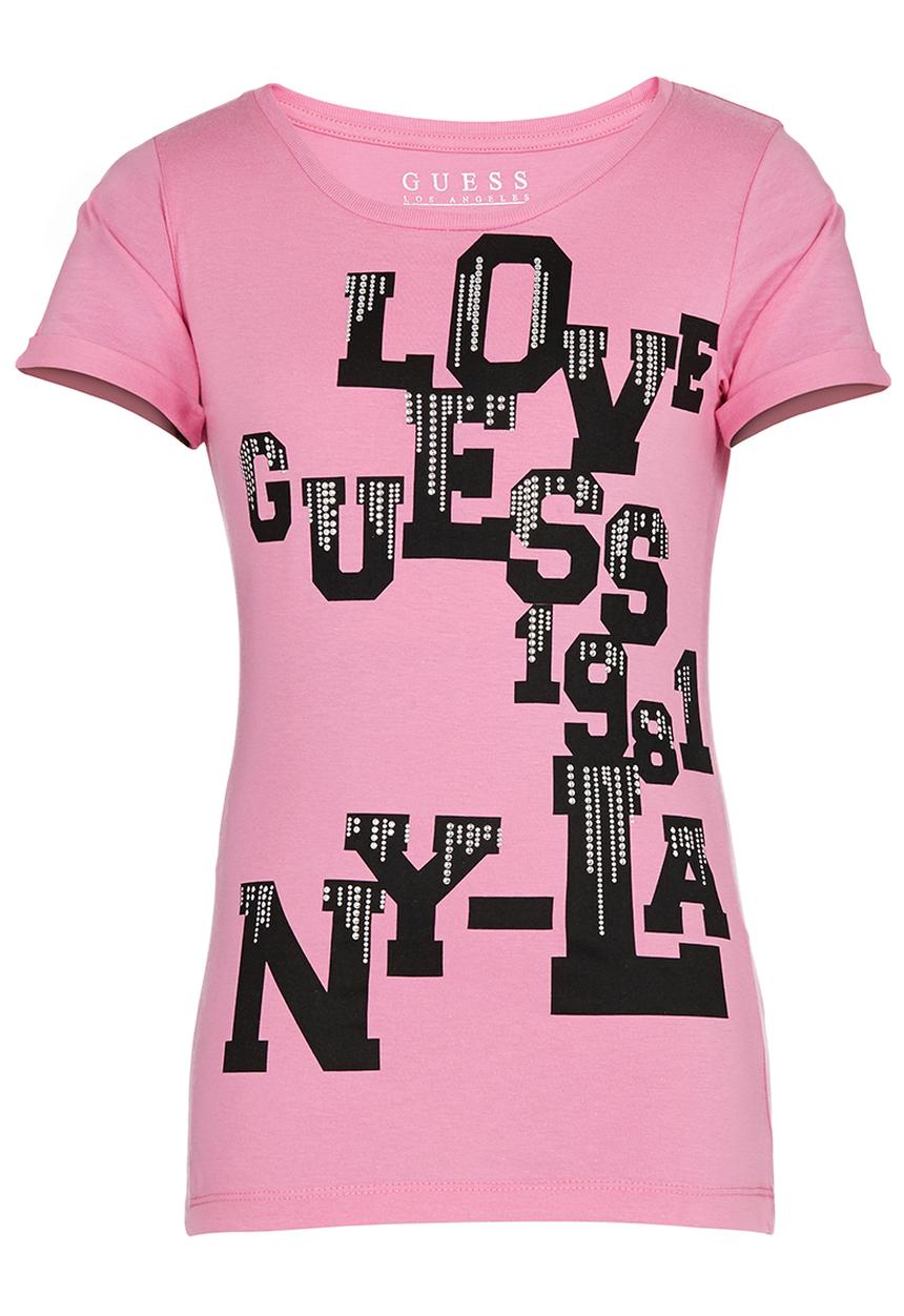 GUESS - Rolled Sleeve Logo Tee Pale Pink