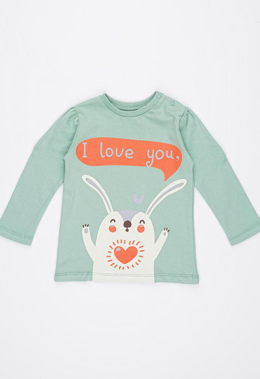 Soobe - Long-sleeve Printed T-shirt Green