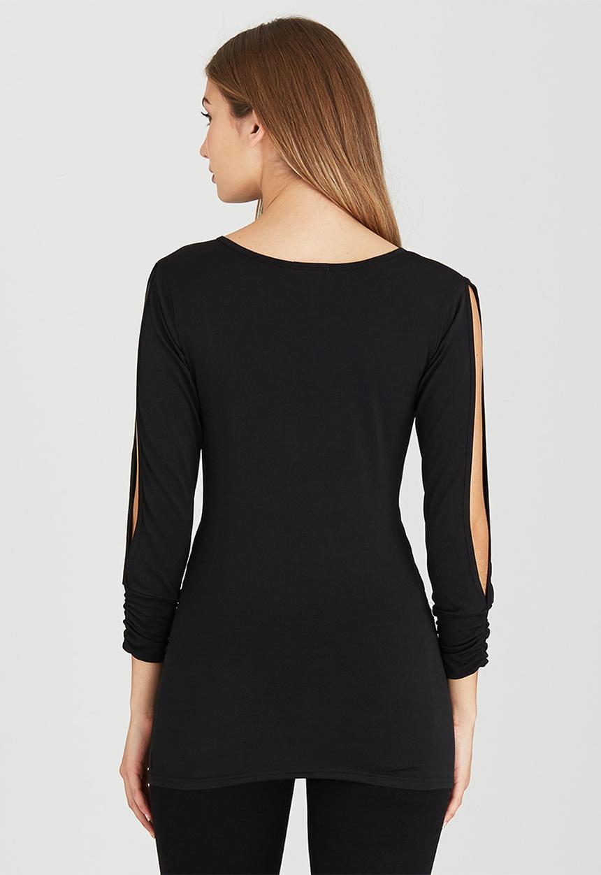 edit - Wrap Over Top with Slit Sleeves Black