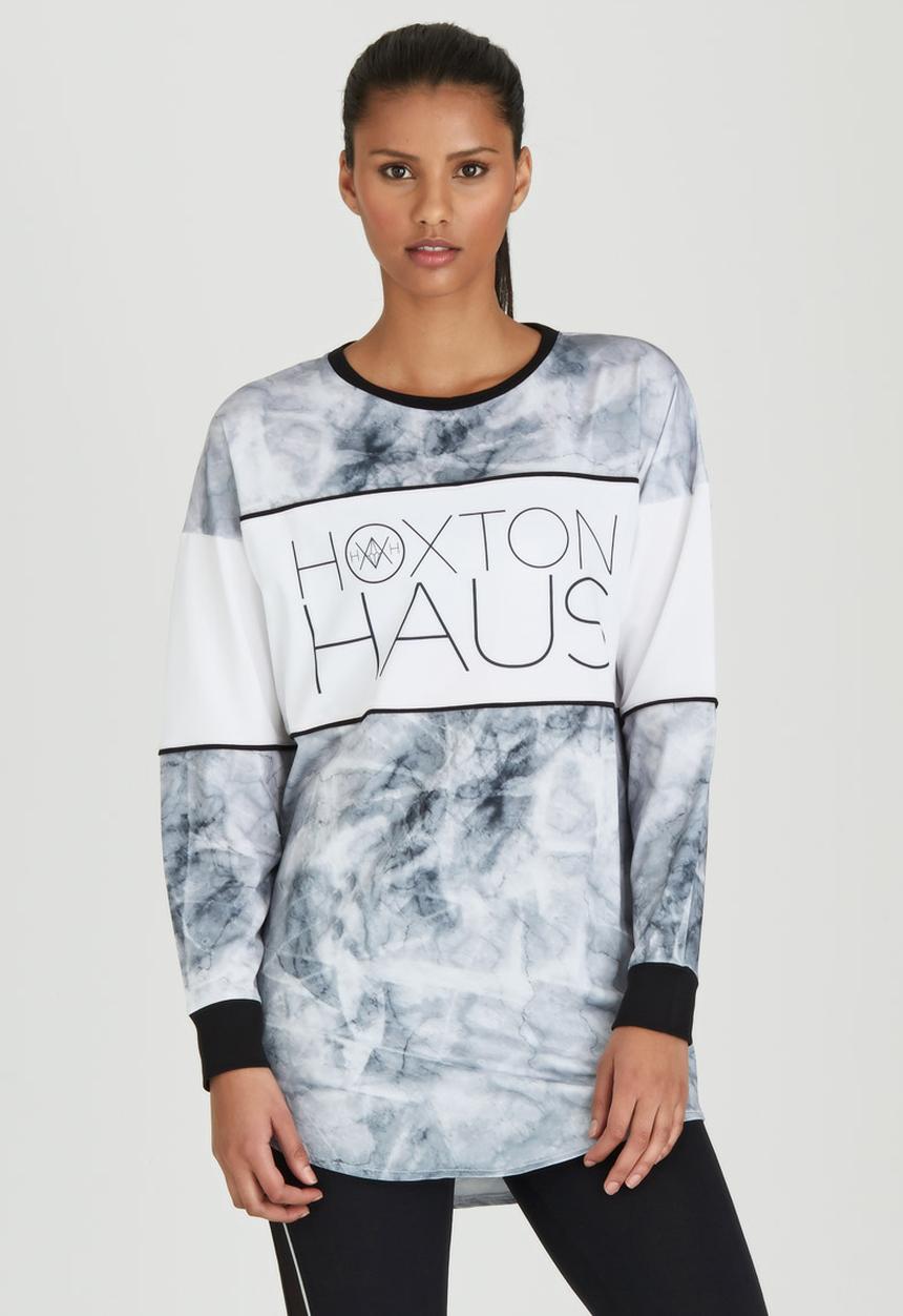 HOXTON HAUS - Portia Marble Print Sweater Black and White