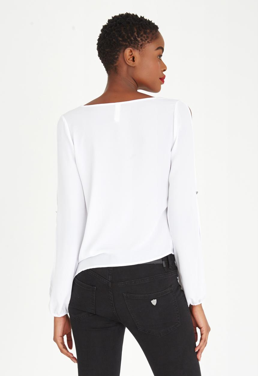 SOVIET - Kamilia Split-sleeve Top White