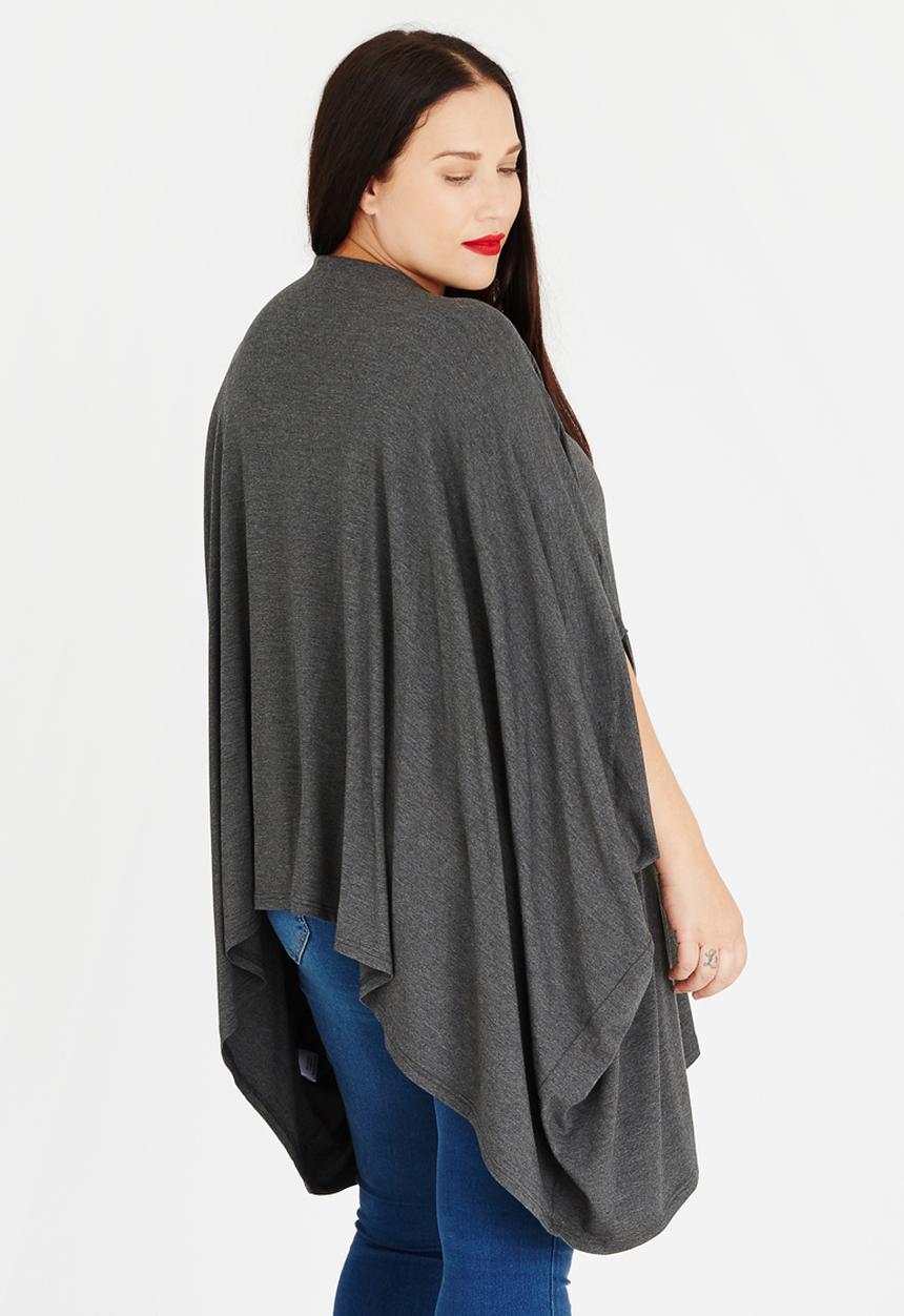 STYLE REPUBLIC PLUS - Volume Hanky Hem Tunic Dark Grey