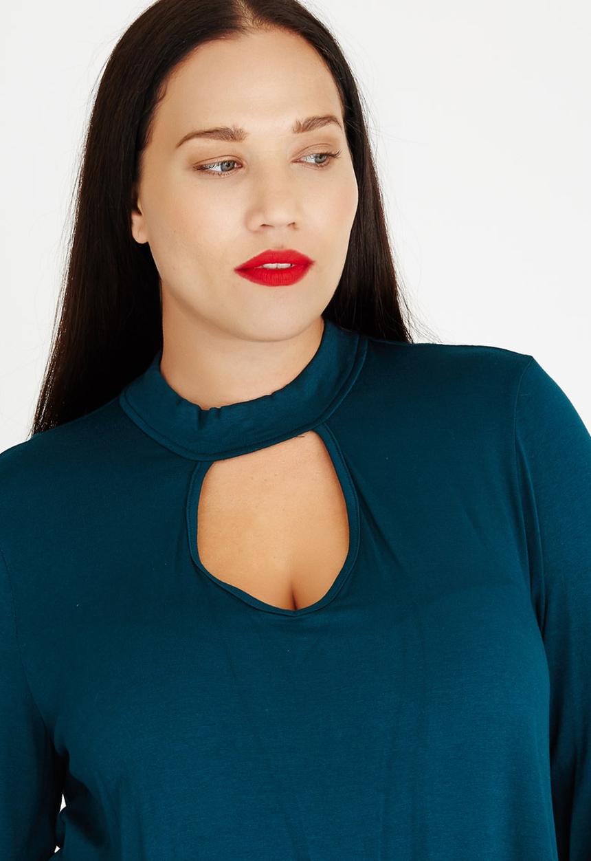STYLE REPUBLIC PLUS - Choker Neckline T-Shirt Dark Green