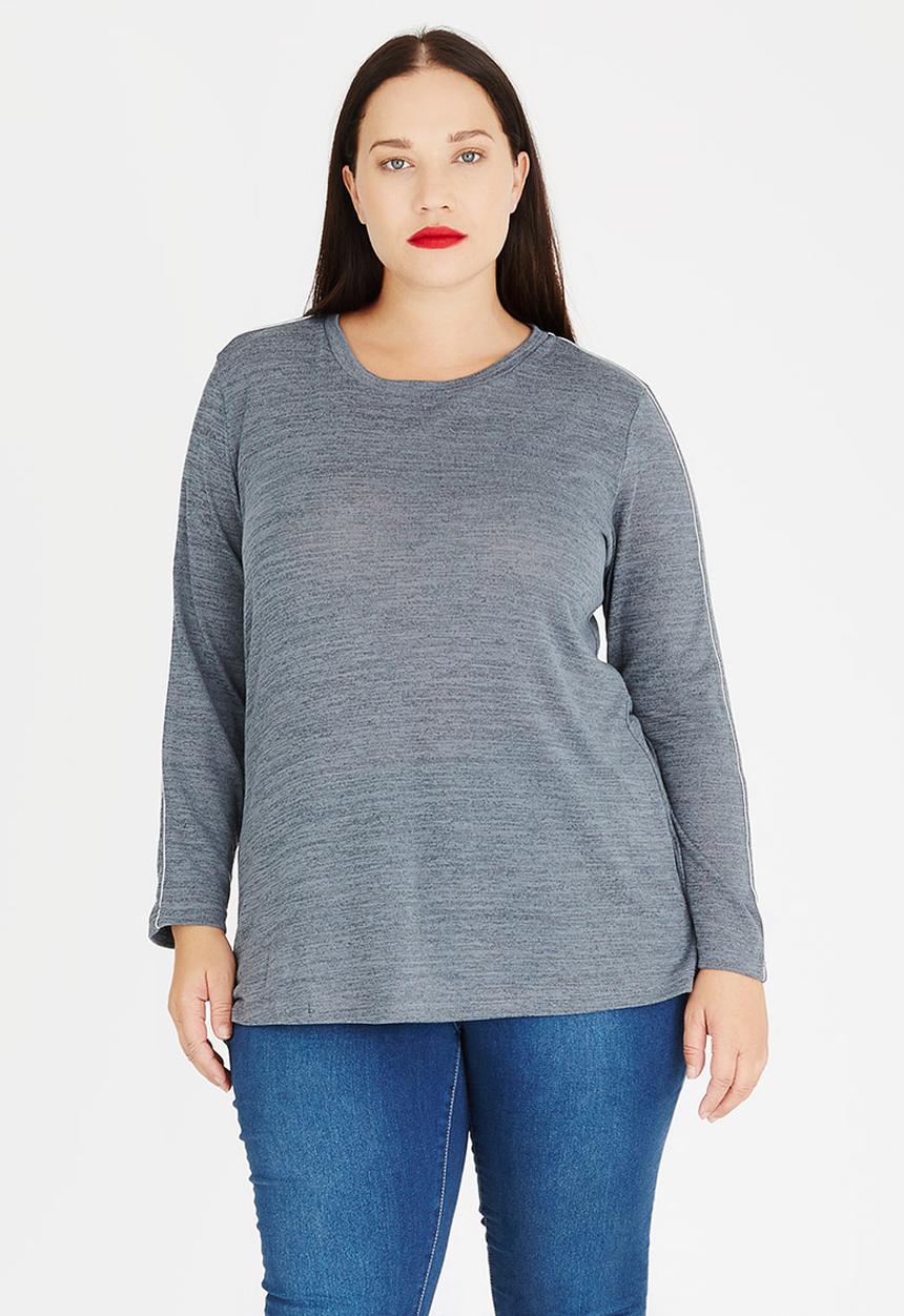 edit Plus - Basic Knit Top Dark Grey