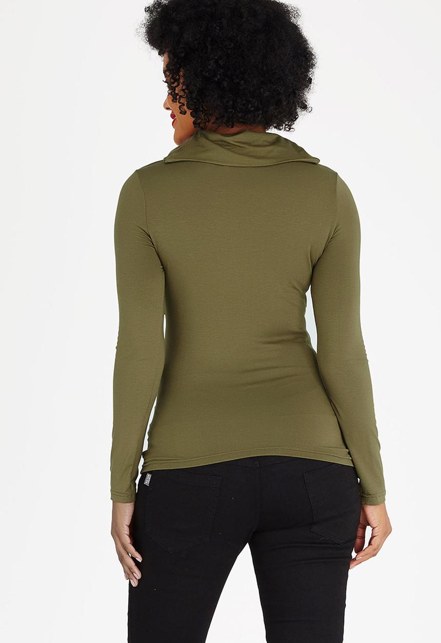 edit Maternity - Poloneck Feeding Top Khaki Green