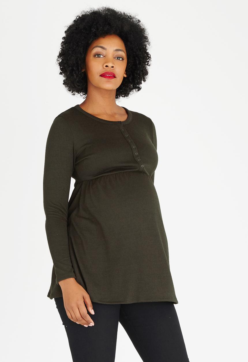 Cherry Melon - Long Sleeve Skater Top Khaki Green