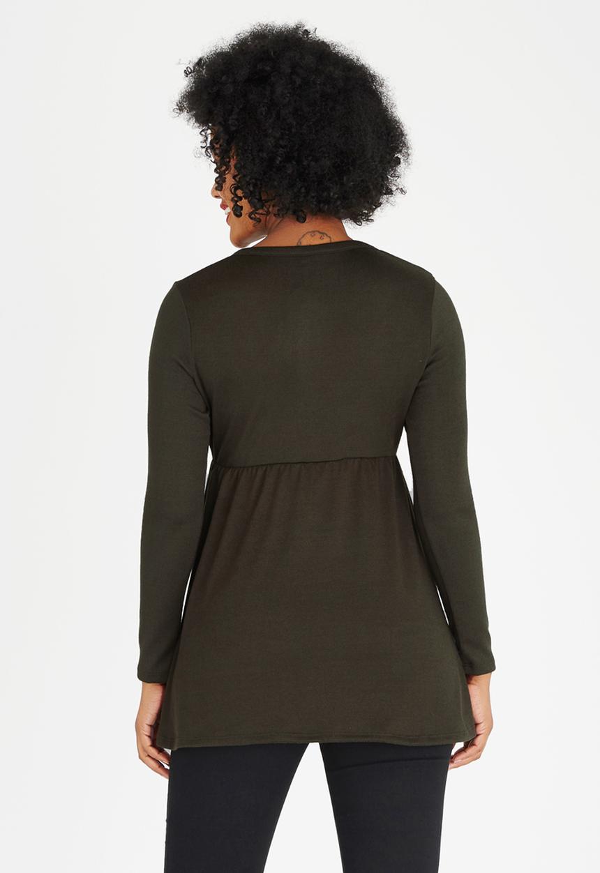 Cherry Melon - Long Sleeve Skater Top Khaki Green