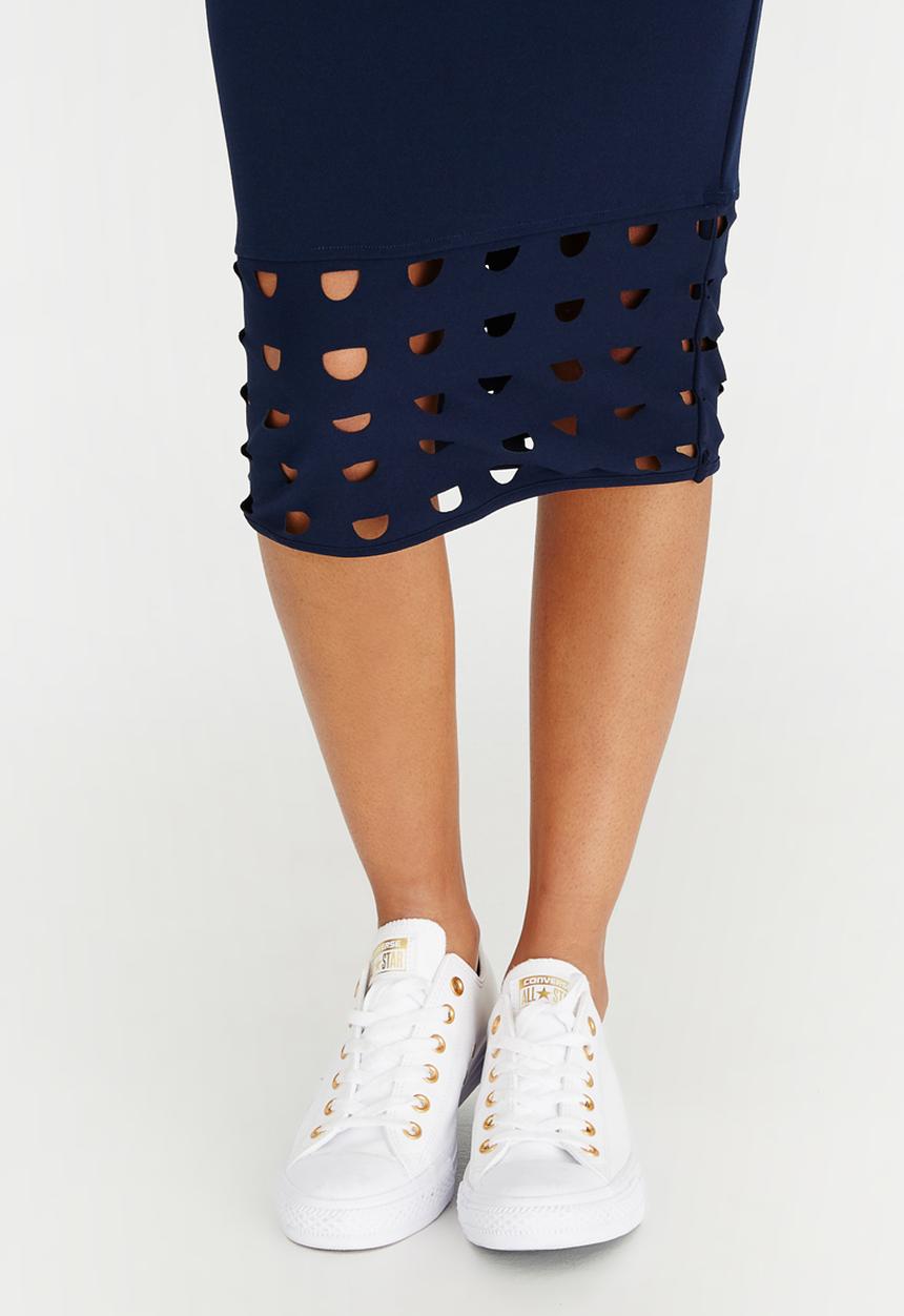 Isabel de Villiers - Laser Cut Pencil Skirt Navy