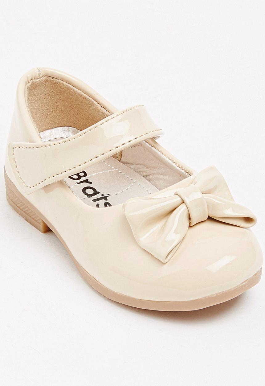 Jumbo - Girls Glitter Pump with Bow Tan