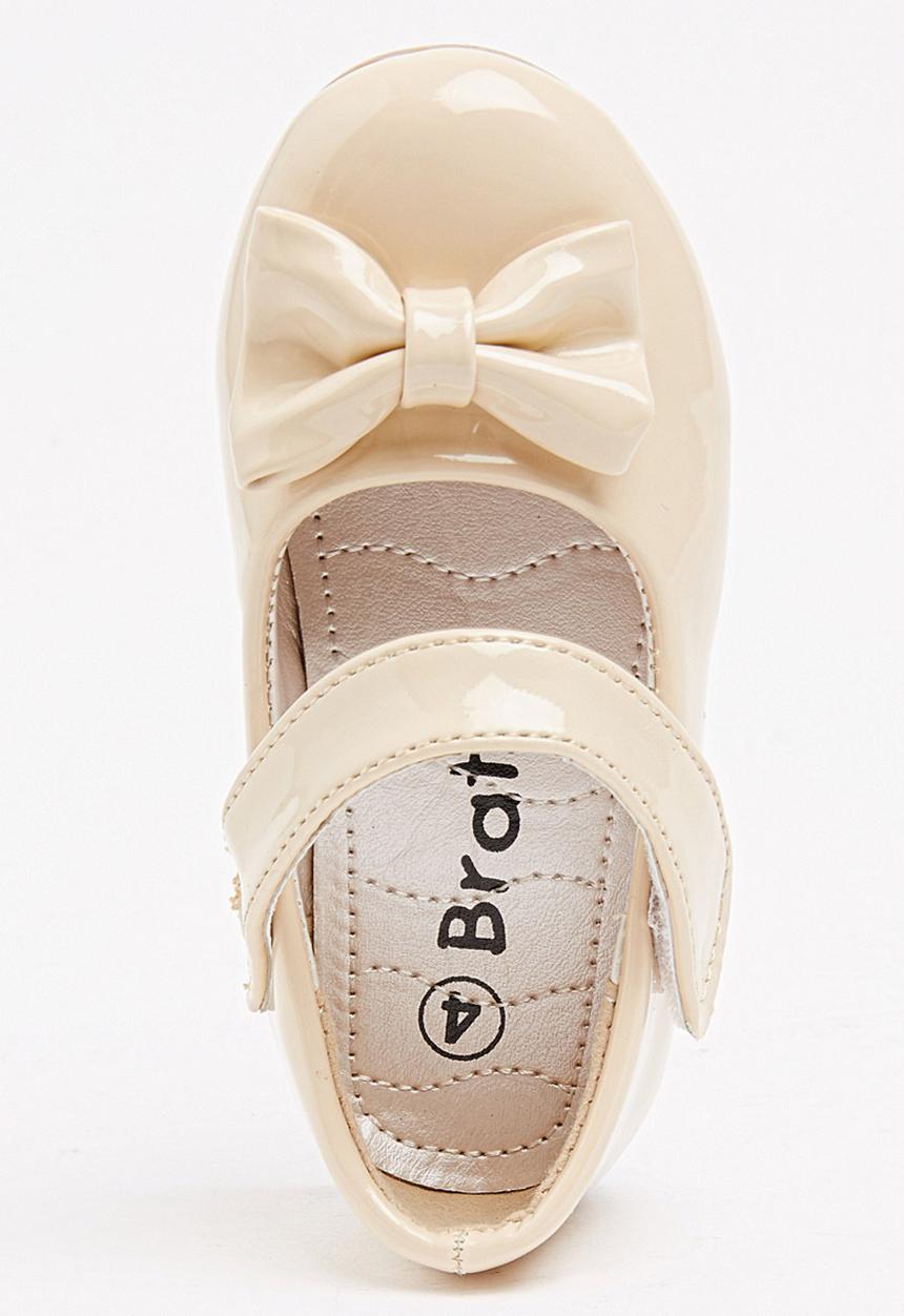 Jumbo - Girls Glitter Pump with Bow Tan