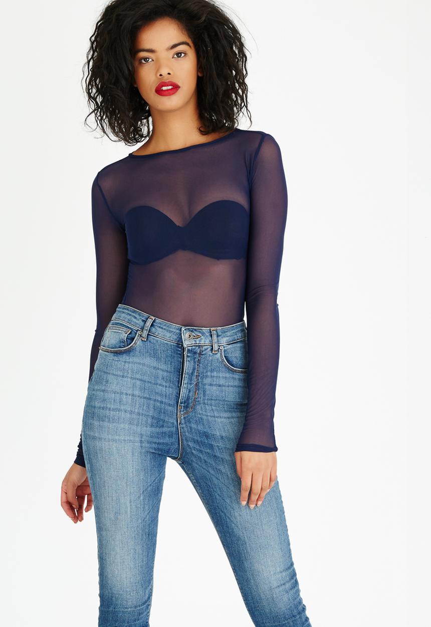 STYLE REPUBLIC - Mesh Bodysuit Navy