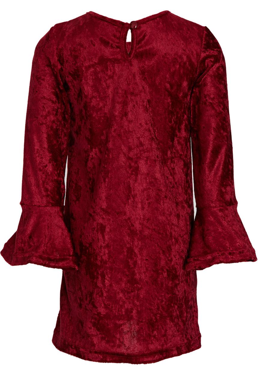 See-Saw - Bell Sleeve Velour Dress Dark Red