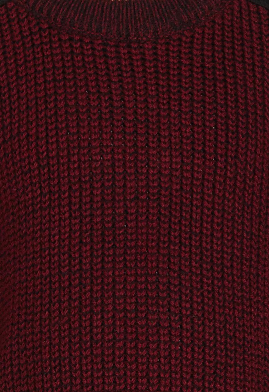 See-Saw - 2 Tone Knit Jumper Dark Red