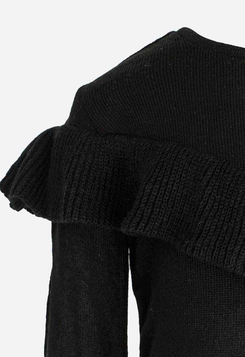 See-Saw - Pullover Jersey with Frill Black