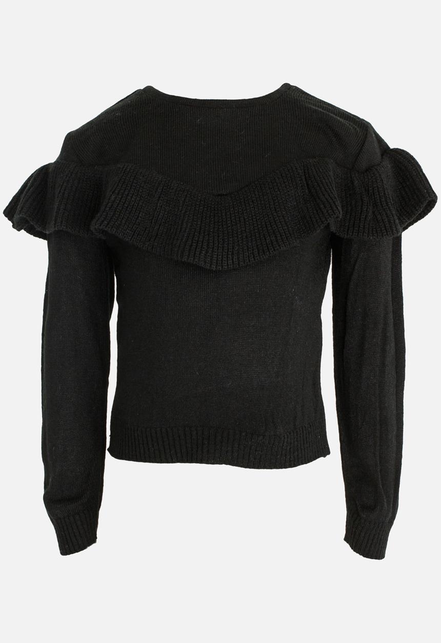 See-Saw - Pullover Jersey with Frill Black