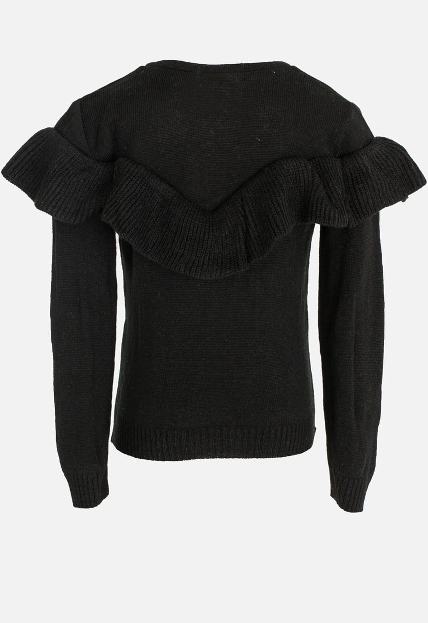 See-Saw - Pullover Jersey with Frill Black