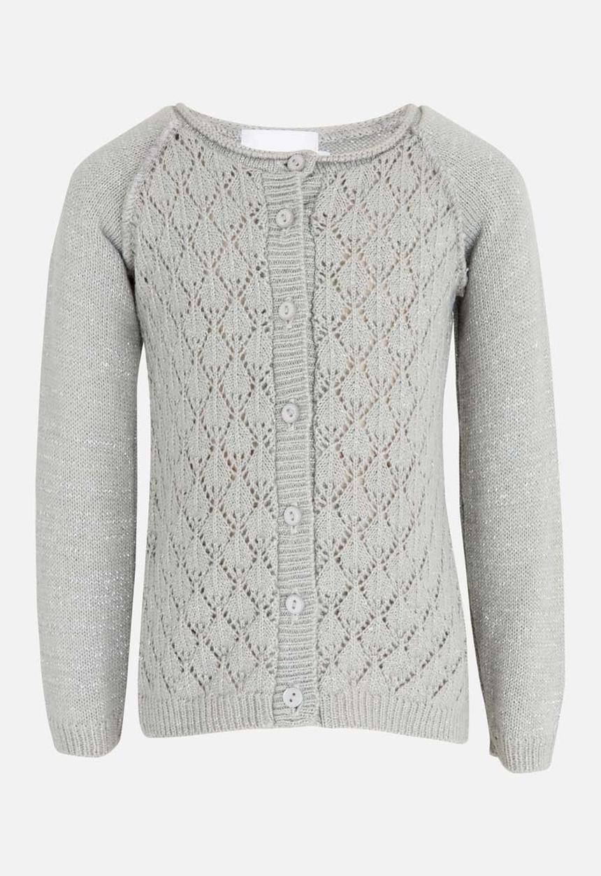 See-Saw - Pointelle Long Sleeve Cardigan Grey