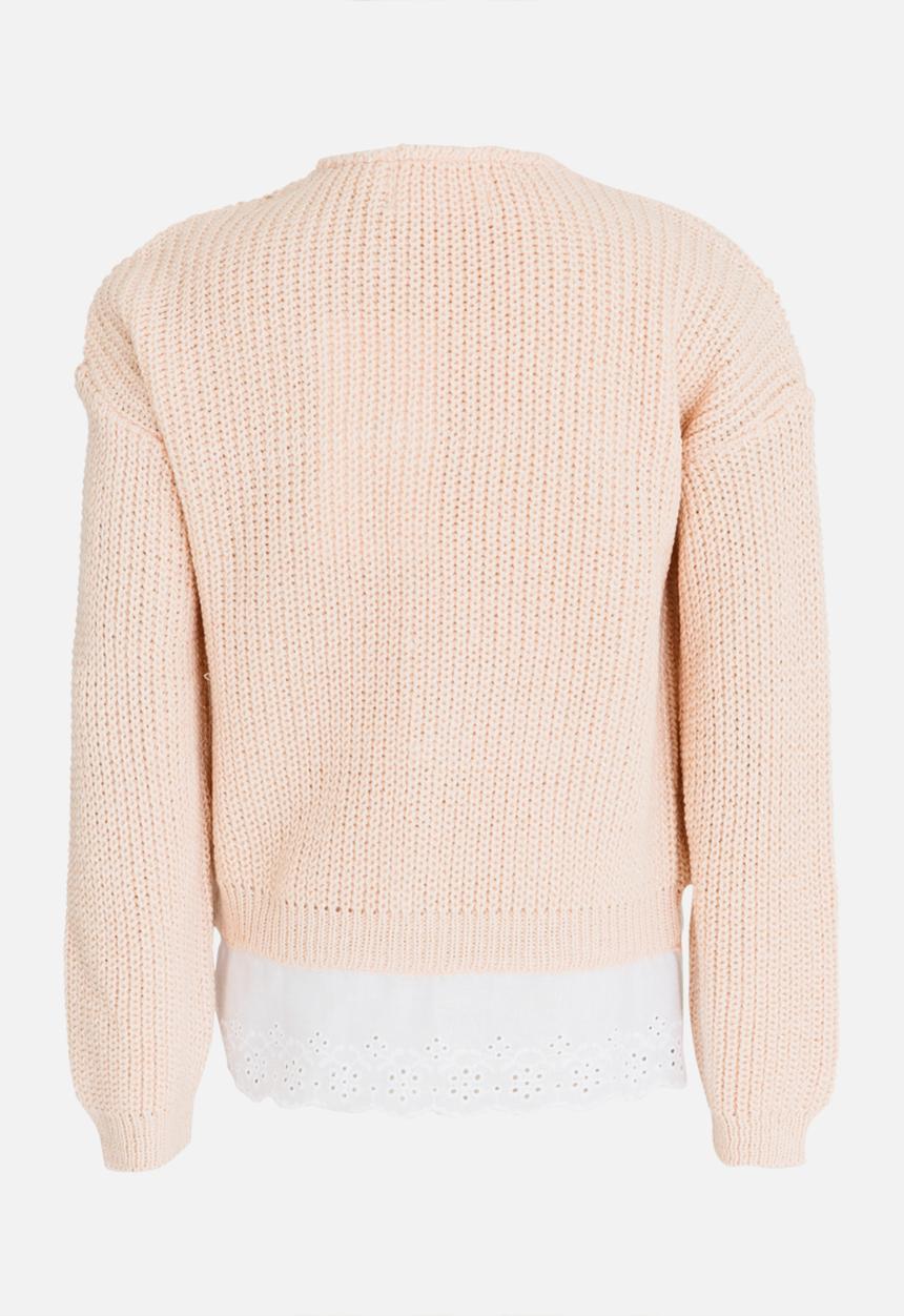 See-Saw - Lace Hem Trim Cardigan Pale Pink