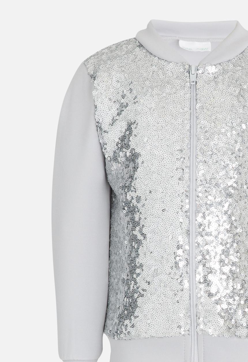 See-Saw - Sequin Bomber with Front Zip Silver