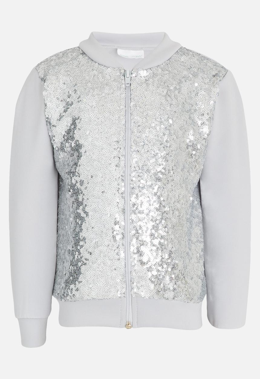 See-Saw - Sequin Bomber with Front Zip Silver
