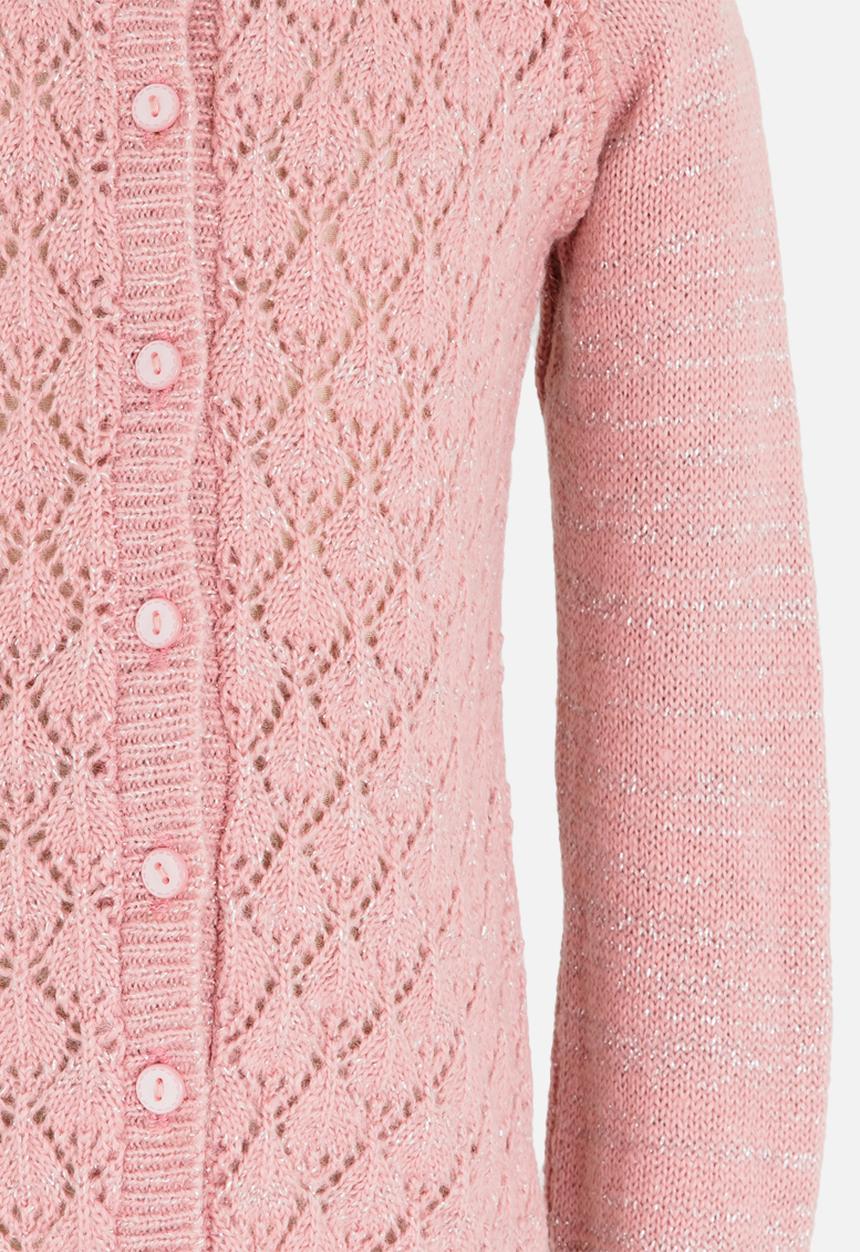 See-Saw - Pointelle Long Sleeve Cardigan Pale Pink
