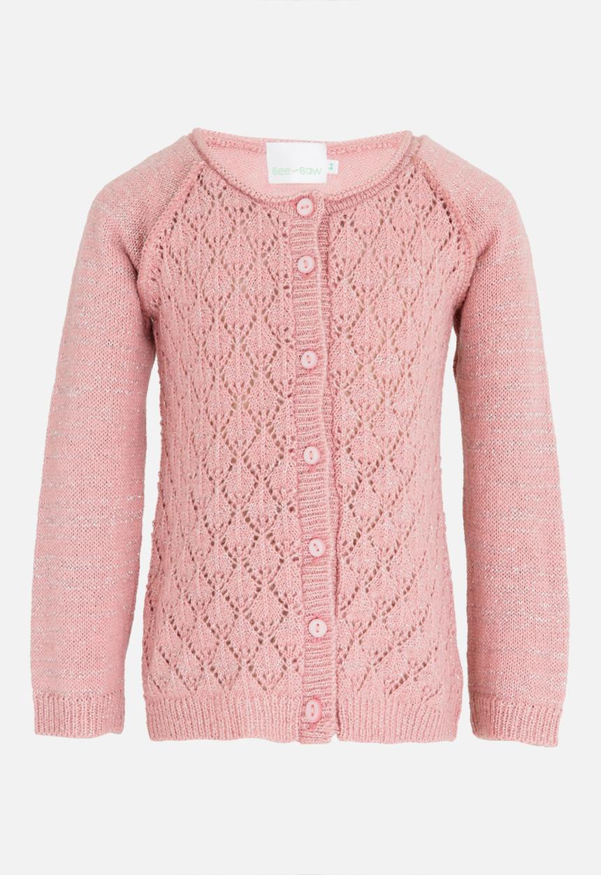 See-Saw - Pointelle Long Sleeve Cardigan Pale Pink