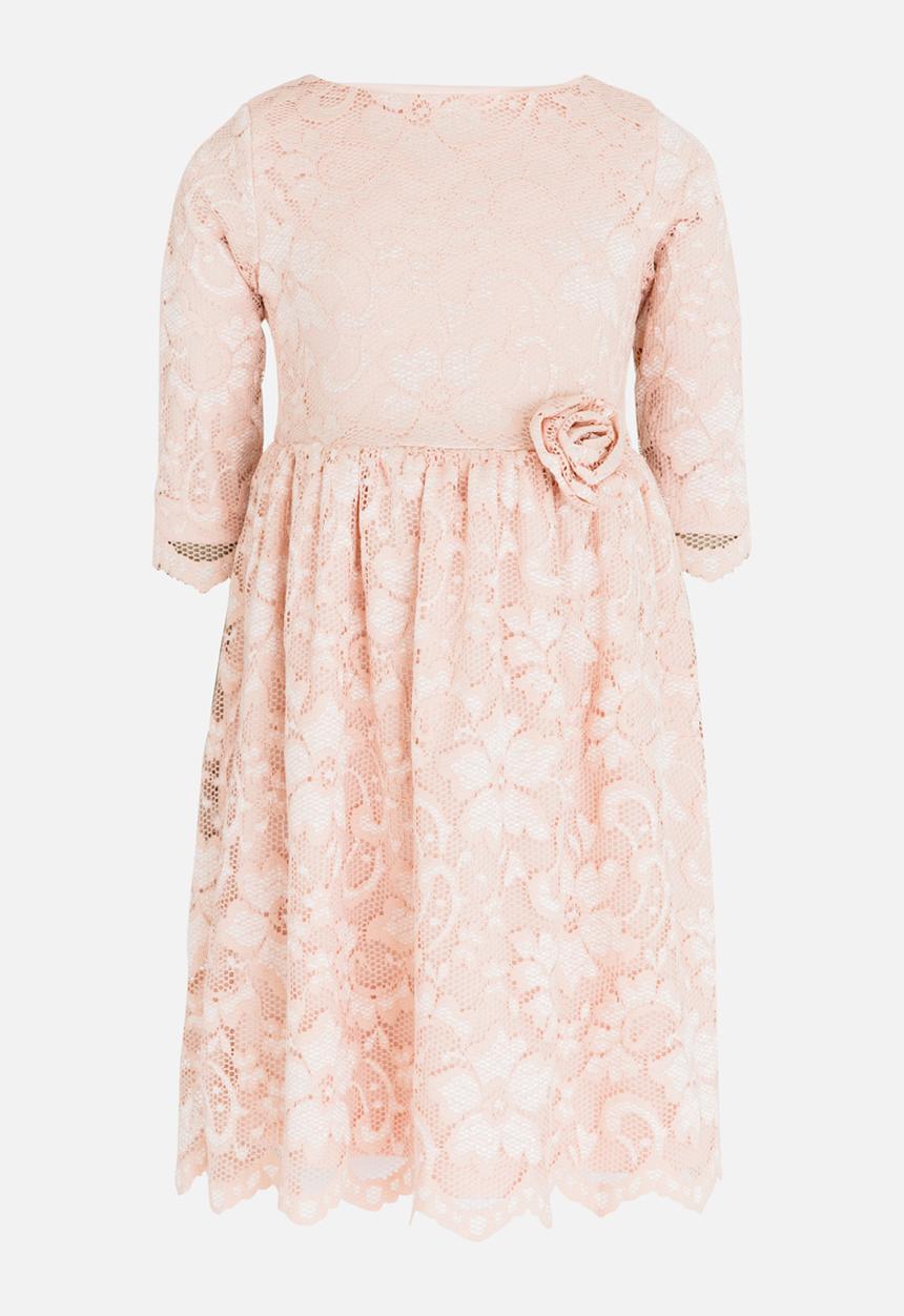 See-Saw - Three Quarter Lace Dress with Side Flower Pale Pink