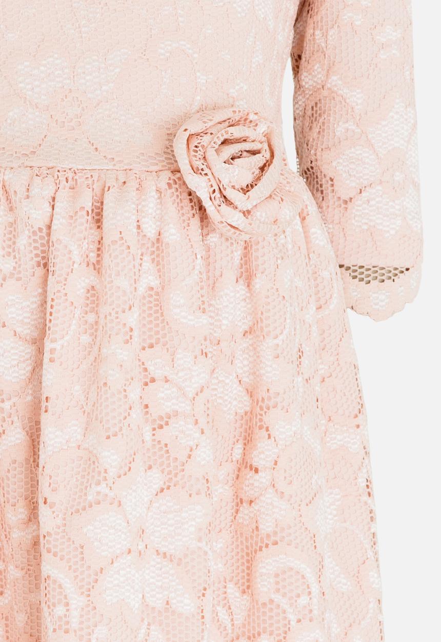 See-Saw - Three Quarter Lace Dress with Side Flower Pale Pink