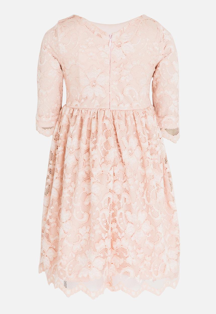 See-Saw - Three Quarter Lace Dress with Side Flower Pale Pink