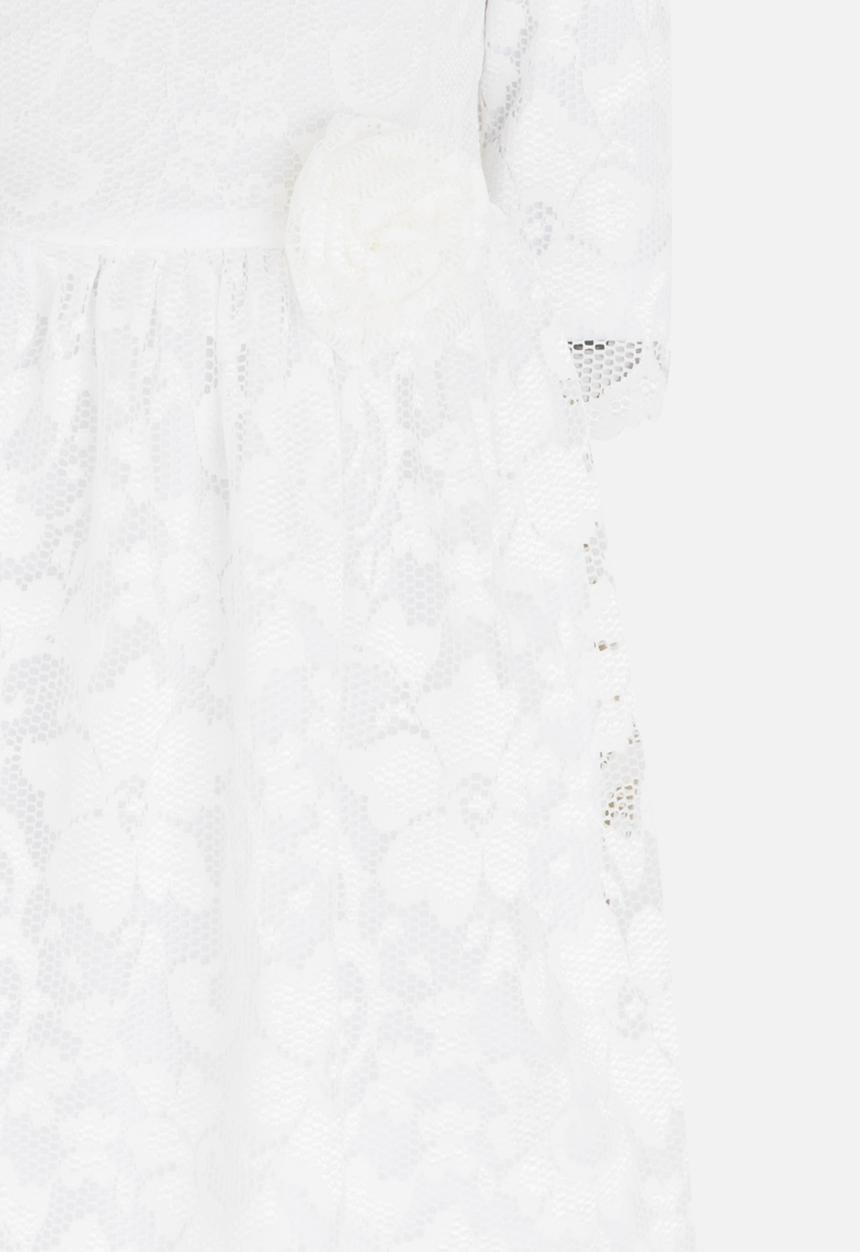 See-Saw - Three Quarter Lace Dress with Side Flower Milk