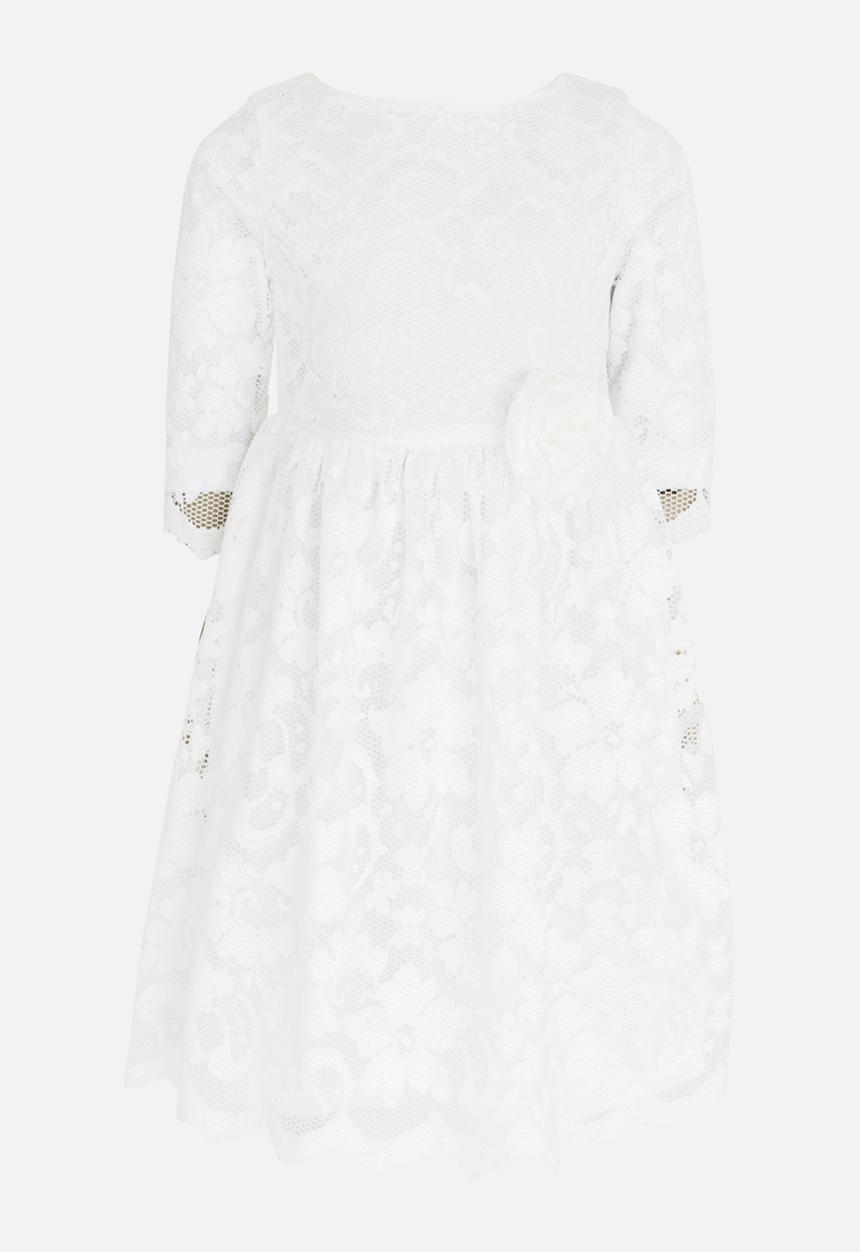 See-Saw - Three Quarter Lace Dress with Side Flower Milk