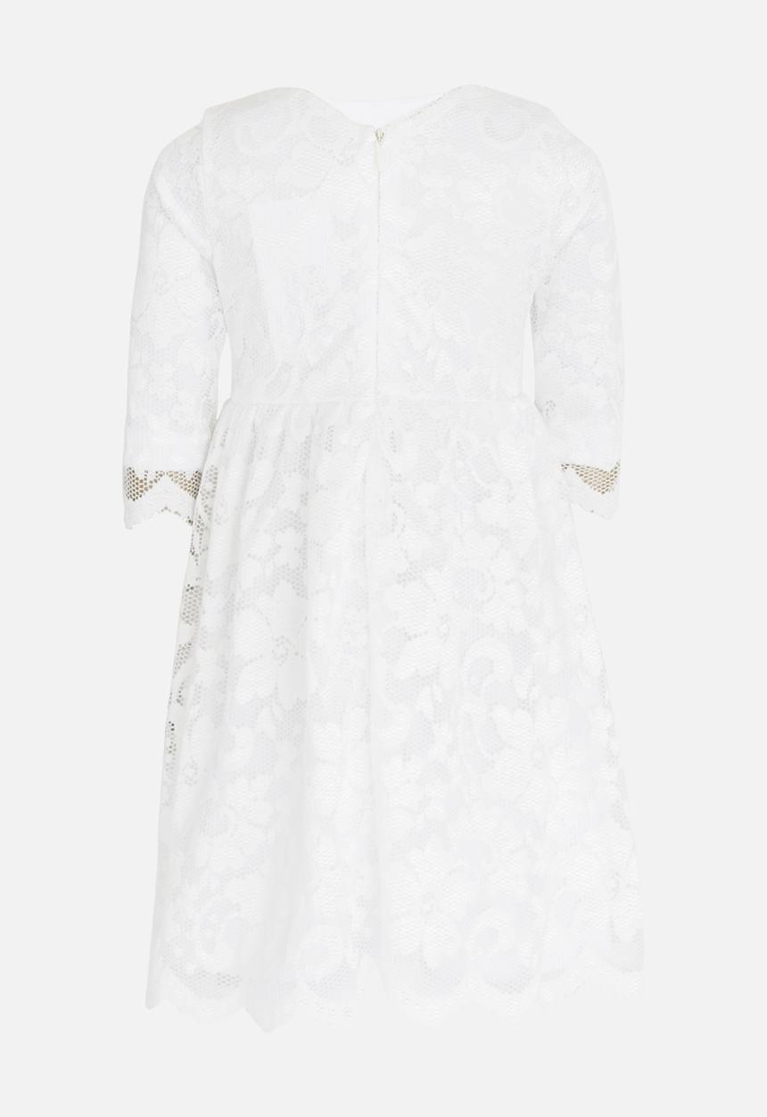 See-Saw - Three Quarter Lace Dress with Side Flower Milk