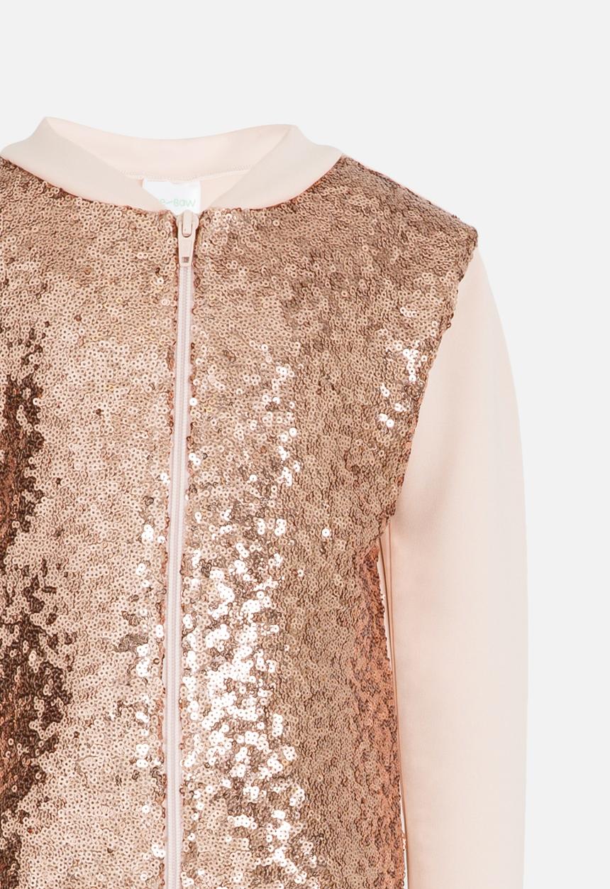 See-Saw - Sequin Bomber with Front Zip Pale Pink