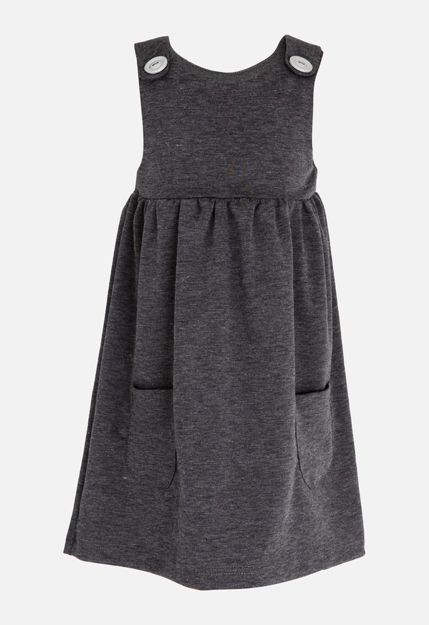 See-Saw - Pinafore with Front Pockets Charcoal