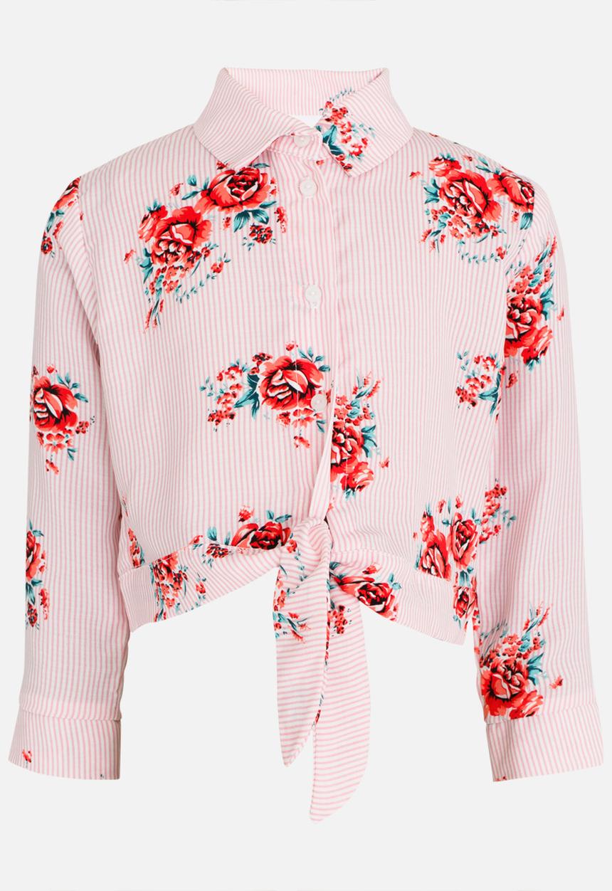 See-Saw - Front Tie Shirt Mid Pink
