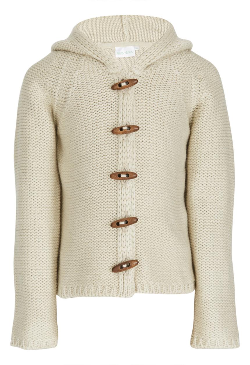 See-Saw - Hooded Chunky Knit Cardigan Neutral