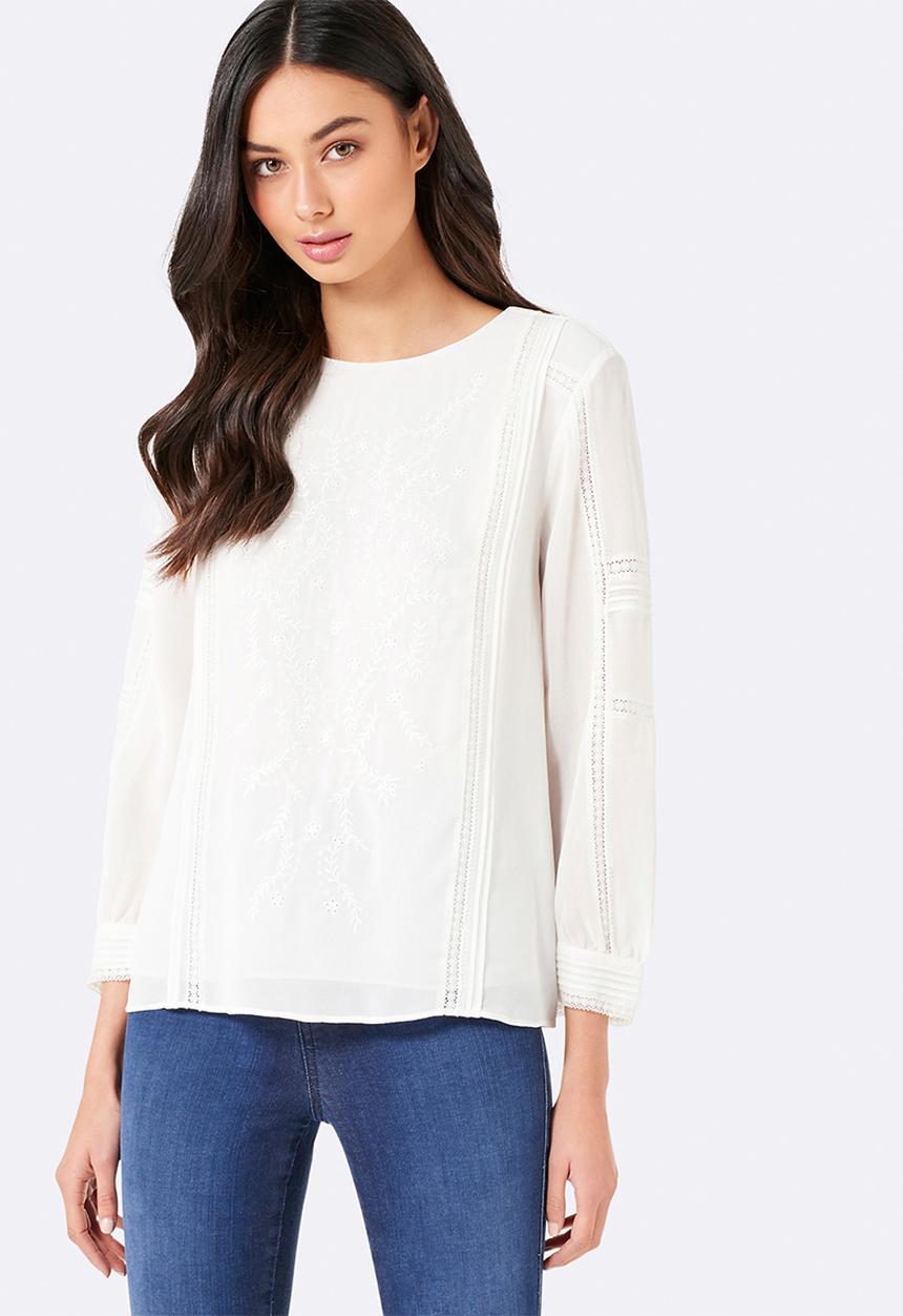 Forever New (Spree) - Christina Embroidered Blouse Cream