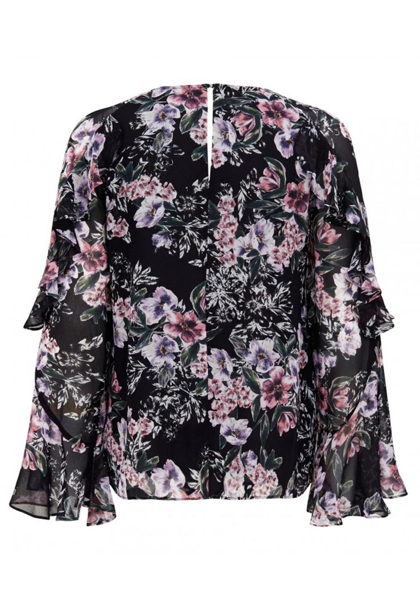 Forever New (Spree) - Donna Lace Trim Puff Sleeve Top Black