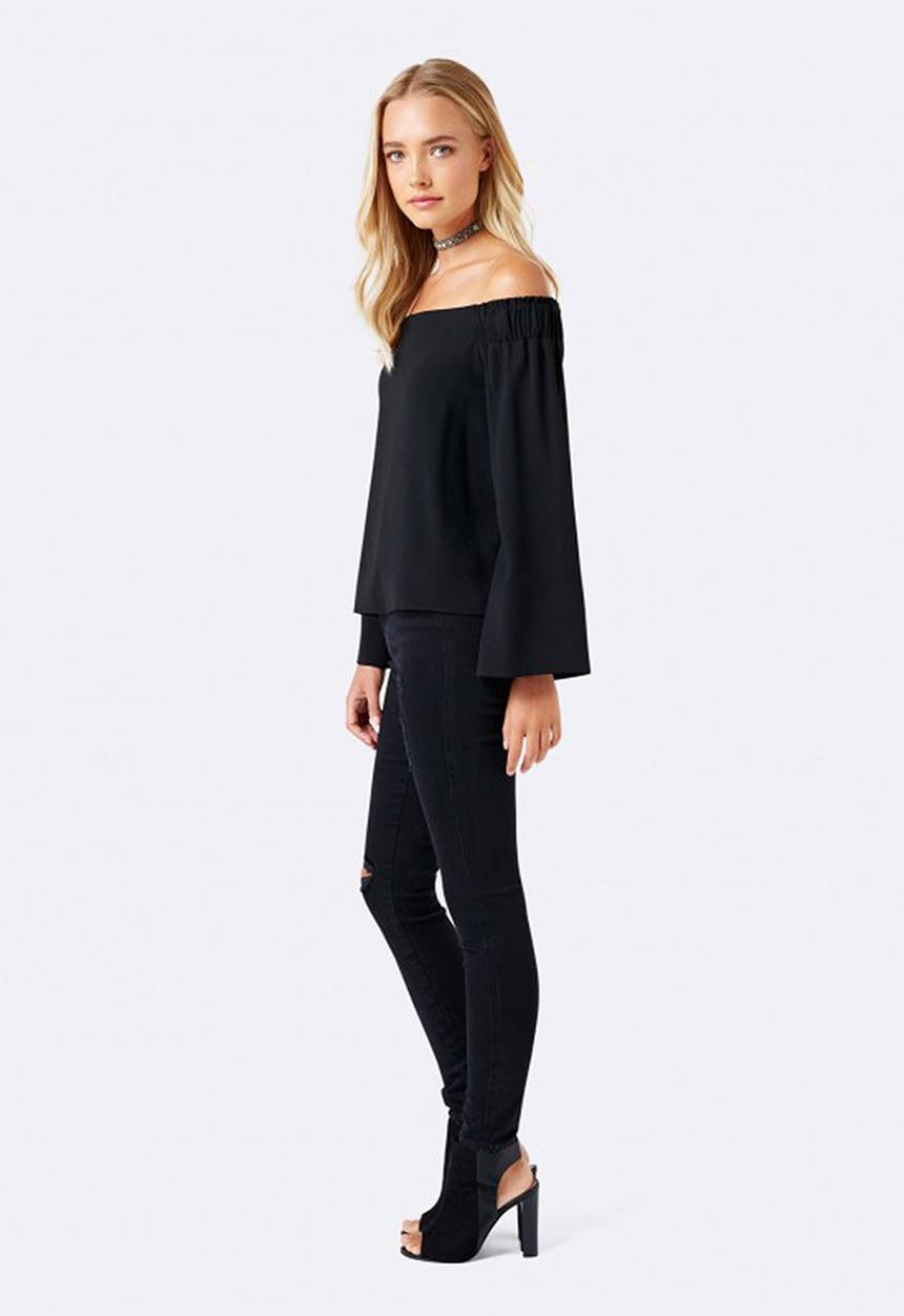 Forever New (Spree) - Issy Off Shoulder Flare Sleeve Top Black