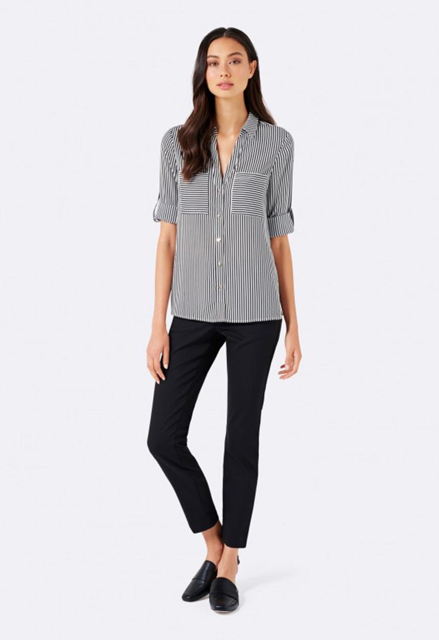 Forever New (Spree) - Joanne Pocket Stripe Shirt Black and White