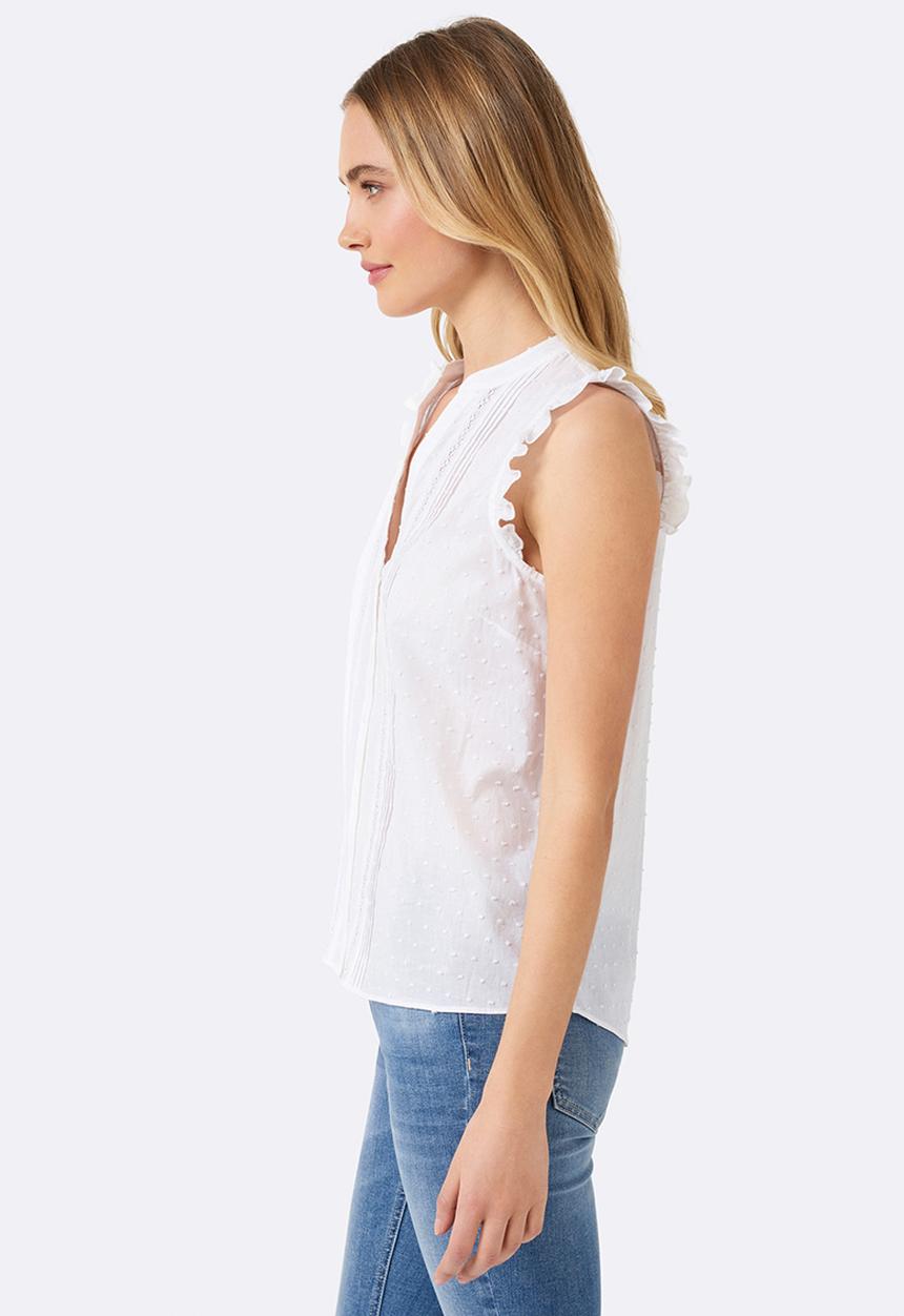 Forever New (Spree) - Sienna Sleeveless Dobby Frill Shirt White