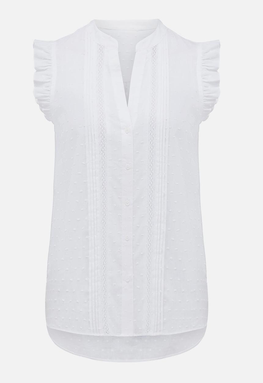Forever New (Spree) - Sienna Sleeveless Dobby Frill Shirt White
