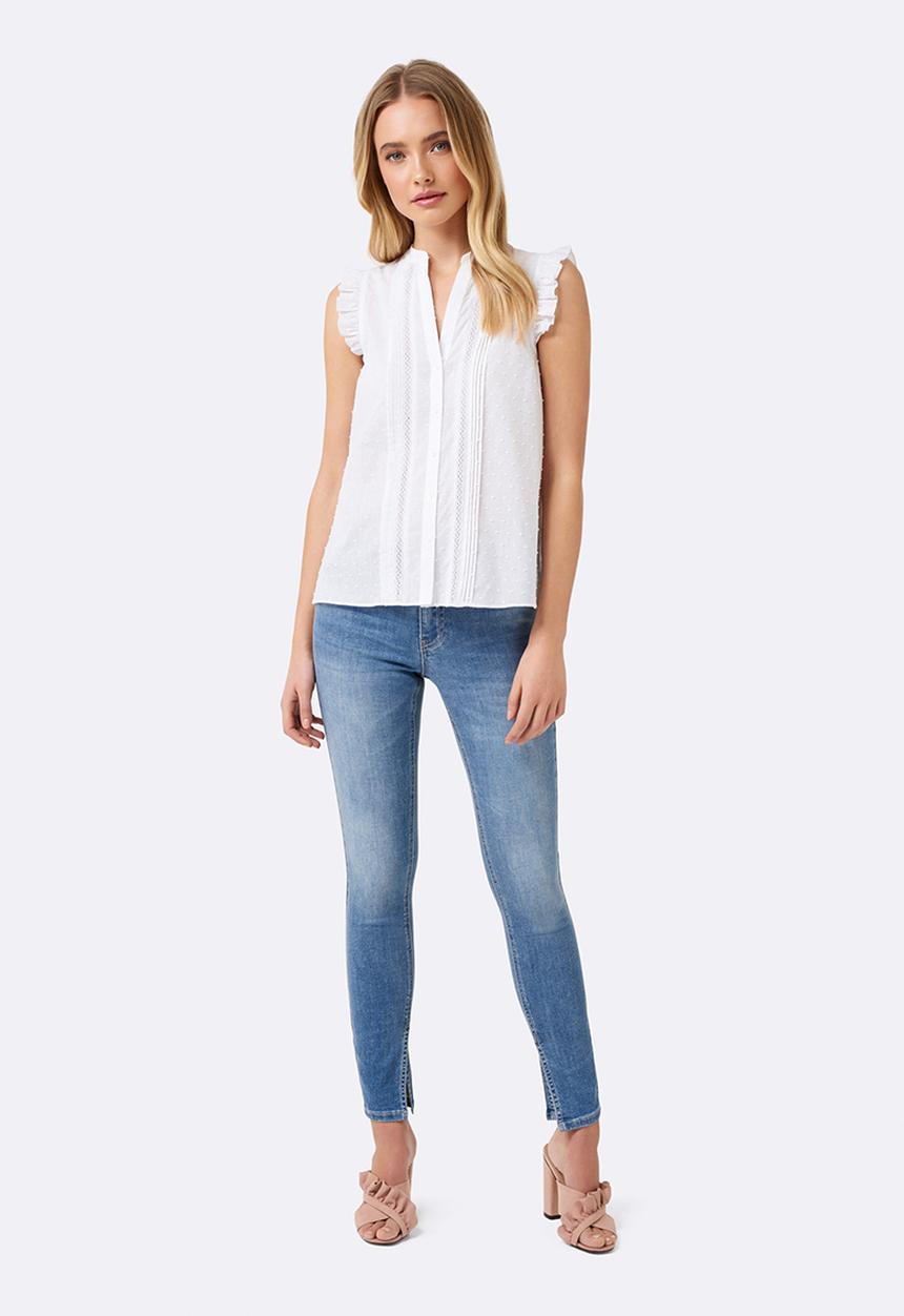 Forever New (Spree) - Sienna Sleeveless Dobby Frill Shirt White