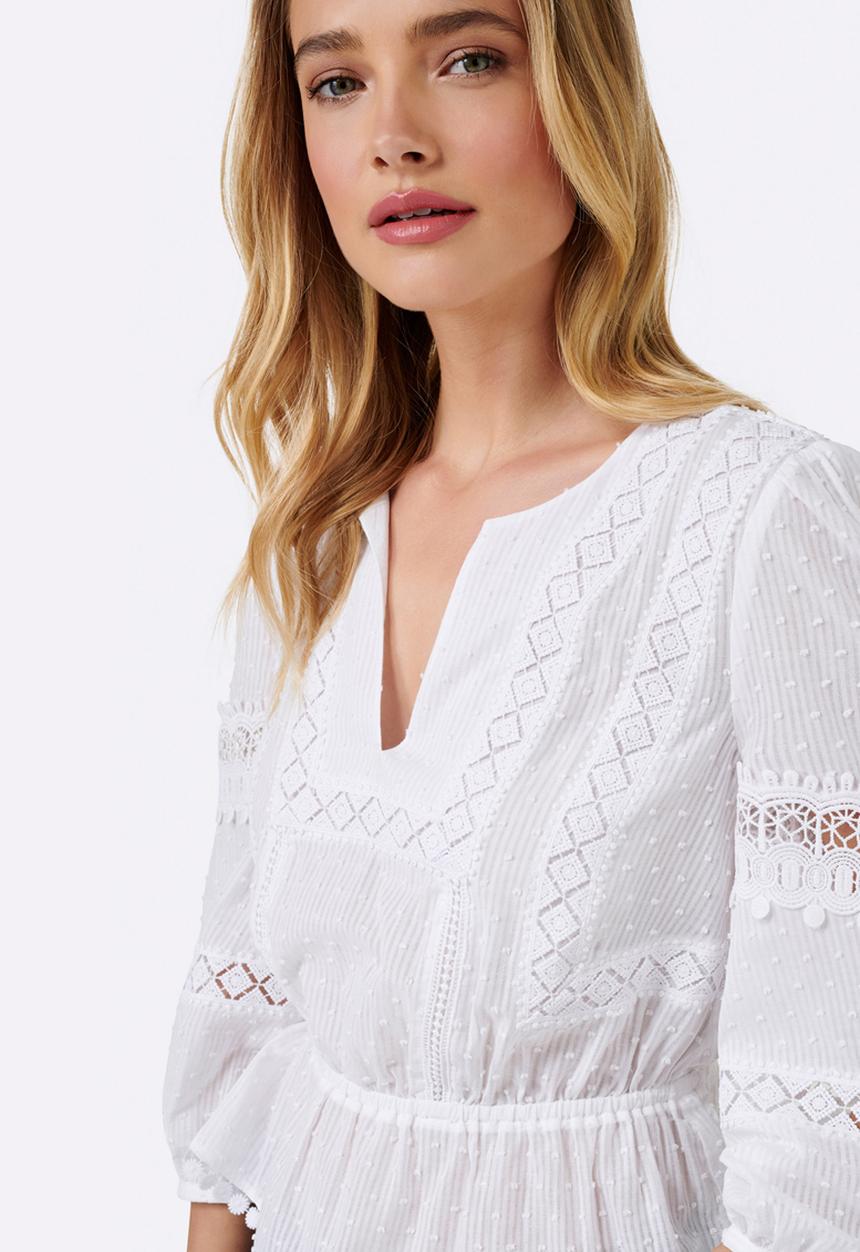 Forever New (Spree) - Tiffany Splice Boho Blouse White